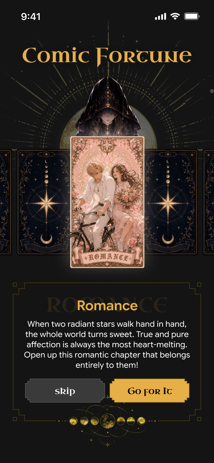Arcana daily tarot opening screen