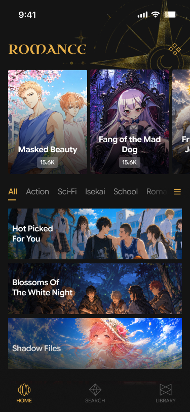 Arcana home library screen